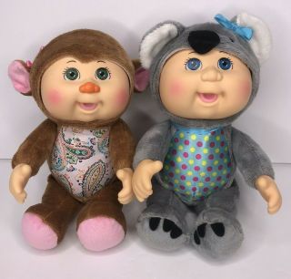 Cabbage Patch Kids Cuties Baby Doll Plush Monkey Koala Bear Set Of 2 10 "