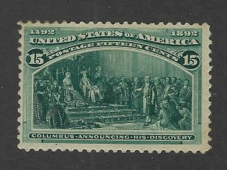 United States Scott 238 15¢ Columbian Expo Hinged F/vf