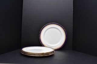 Set 4 Aynsley John Leighton Cobalt Blue & Gold Dinner Plates 10.  5 "