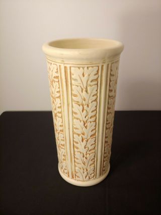 Antique Weller Pottery Clinton Ivory Oak Leaf 10 3/8 " Vase