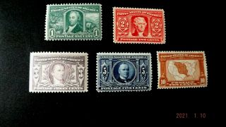 Us Stamps - Scott 323 - 27 Louisiana Purchase Issues Og Ph
