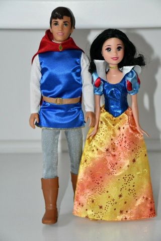 Disney Store Snow White & The 7 Dwarfs And Prince Florian Charming Barbie Dolls