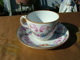 19thc.  Meissen Crossed Swords Hand Painted Cup And Saucer