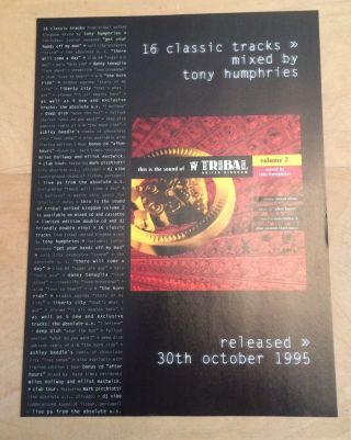 This Is The Sound Of Tribal Volume 2.  Poster.  Album Advert.  Rare.  Uk Post