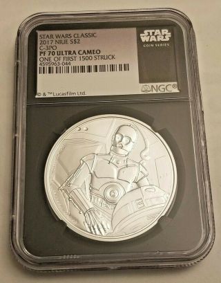 2017 Niue $2 Star Wars 3 - Cpo 1 Oz Silver Pf70 Ultra Cameo 1 Of First 1500 Struck