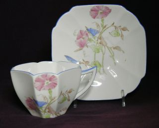 Shelley cup saucer and plate QUEEN ANNE Blue Iris Art Deco pattern 11561 ca.  1927 2