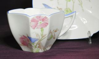 Shelley cup saucer and plate QUEEN ANNE Blue Iris Art Deco pattern 11561 ca.  1927 3