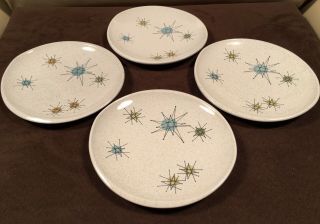4 Mid - Century Modern Franciscan Atomic Starburst 6” Bread/butter Plates Perfect