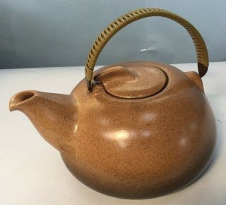 Edith Heath Mid Century Brown Ceramic Teapot Sausalito Ca Coupe Vtg Mcm