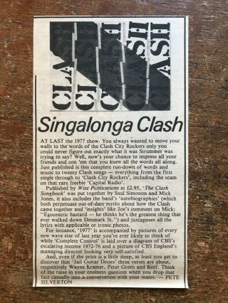 1978 Press Cutting - The Clash Songbook