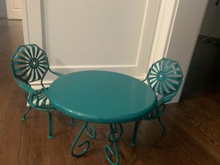American Girl Doll Kit’s Green Metal Table & 2 Chairs