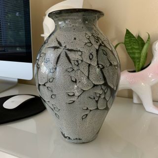 ANDERSEN Style Studio Pottery Art Vase Signed Bird,  Deer,  Dragonfly 2