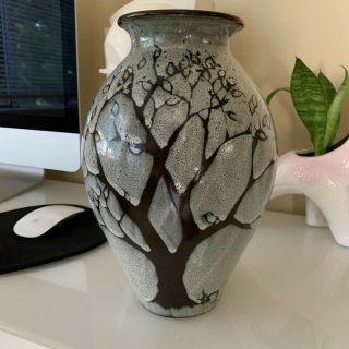 ANDERSEN Style Studio Pottery Art Vase Signed Bird,  Deer,  Dragonfly 3