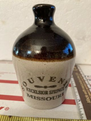Vintage Excelsior Springs Missouri Mo.  Souvenir Advertising Stoneware Mini Jug
