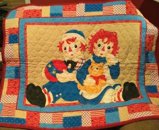 Raggedy Ann & Andy Baby Quilt Blanket Throw Lap Daisy Kingdom Fabric