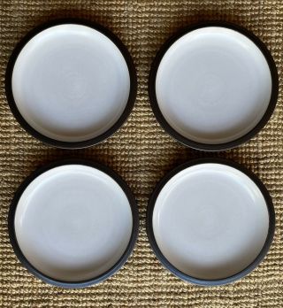 Vintage 4 Heath Ceramic Rim Shape 11.  25” White Brown Dinner Plate California Mod