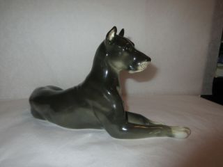 Russian Imperial Lomonosov Porcelain Great Dane Dog Figurine - 1st Quality -