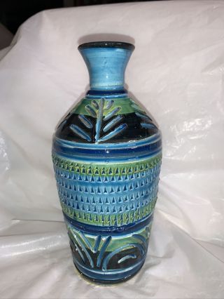 Vintage 1960s Bitossi Aldo Londi Italy Raymor Rimini Blue Vase