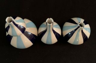 Jonathan Adler Happy Home Blue Stripes 3 Vases 3