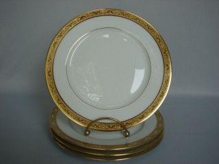 Set Of 4 Raynaud Limoges Ambassador Gold Encrusted 7 - 5/8 " Salad/dessert Plates