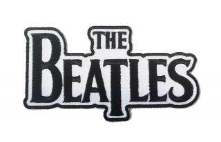 The Beatles Patch Classic Drop T Band Logo Black Official Die Cut Sew On