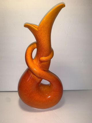 Vintage Royal Haeger Serpentine Vase Orange Mid Century 483