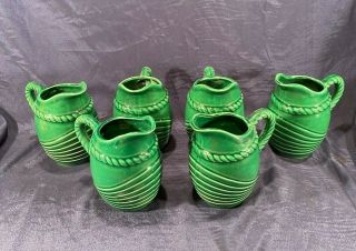 Set Of 6 Vintage French Majolica Bistrot Pitcher - Poet Laval - Circa 1950