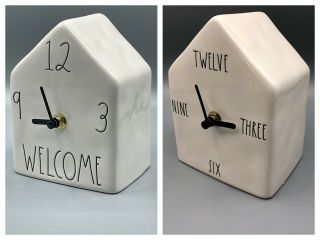 Rare Rae Dunn Unique Bird House Shaped Clock - Set Of Two