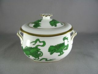 Wedgwood Chinese Tigers Green Sugar Bowl With Lid