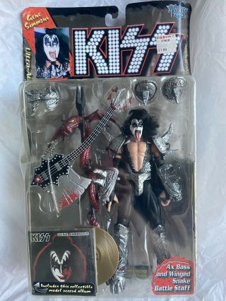 Kiss Gene Simmons Ultra Action Figure 1997 Mcfarlane Toys Factory W/album