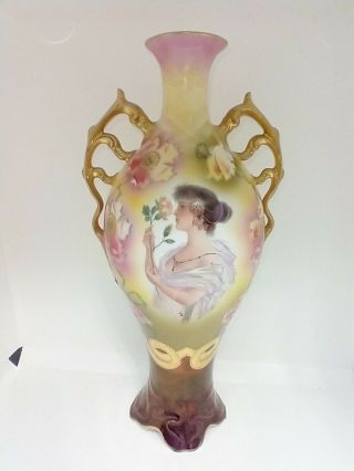 Prov Sax Es Germany Prussia Portrait Vase Gibson Girl Flower Mark 13 Figural 13 "
