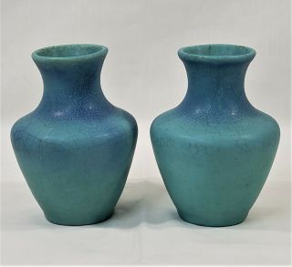Vintage Van Briggle Ming Blue Art Pottery Vases 6 "