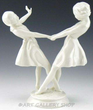Hutschenreuther Germany Figurine Dancing Girls Sisters By C.  Werner