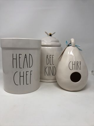 Rae Dunn Bee Kind Canister Headbchef Utensil Holder And Chirp Birdhouse Ll