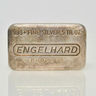 Engelhard 5 Oz Hand Poured Loaf 999 Fine Silver P Six Digit Serial Bullion Bar