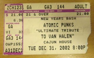 2002 The Atomic Punks Van Halen Tribute Band Concert Ticket Stub Scottsdale Az