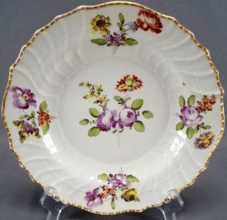 18th Century Royal Vienna Hand Painted Purple Red Yellow Floral & Gold Plate B