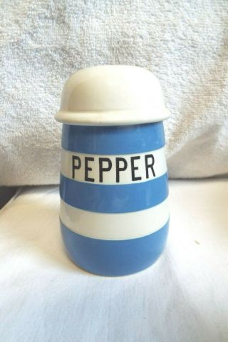 Vintage Blue/white Cornishware T.  G.  Green England Green Mark Pepper Shaker & Lid