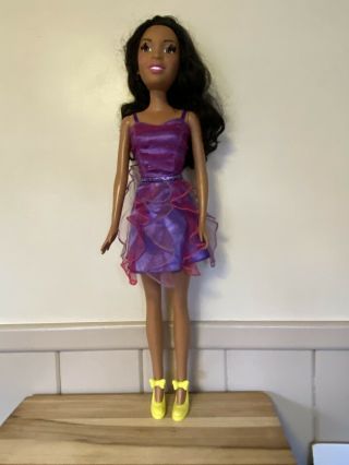 African American Barbie With Purple Dress,  28 Inches Tall,  Just Play Mattel