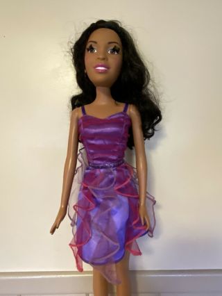 African American Barbie with Purple Dress,  28 Inches Tall,  Just Play Mattel 3