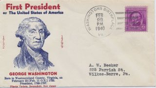 George Washington 1st President Of The United States Pilgrim Cachet Event Cover