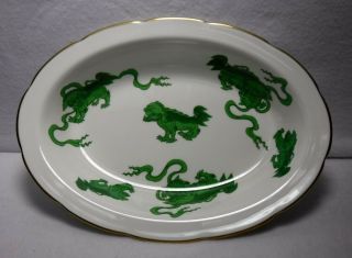 Wedgwood England Chinese Tigers Green Pattern Oval Serving Bowl - 10 - 7/8 "