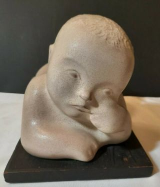 Newell Hillis Arnold Art Studio Pottery Sculpture Crawling Baby Mid Century