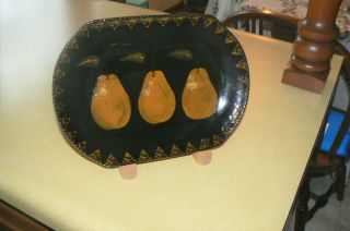 Hand Turned & Slip Decorated Ned Foltz Pottery Redware Pears Pristine (na)