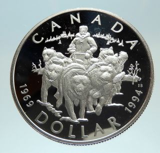 1994 Canada United Kingdom Queen Elizabeth Ii Dog Sled Silver Coin I76792