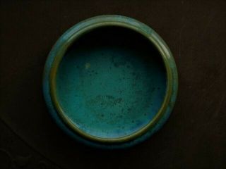 Fulper Art Pottery Large Green & Mustard Crystalline Glaze Bowl