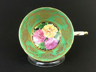 Vtg Paragon By Appointment Chrysanthemums Green Gold Lace Trim Tea Cup Only