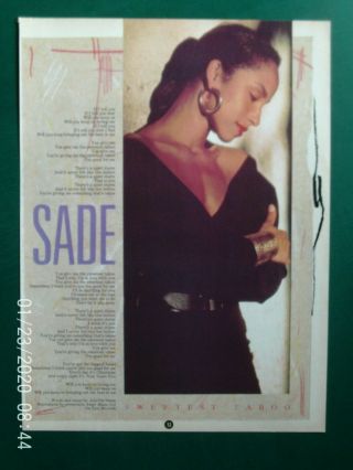 Sade - Sweetest Taboo Poster Advert 1980s