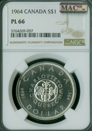 1964 Canada Silver Dollar Ngc Pl 66 Mac Spotless