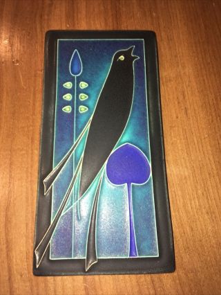 Motawi Tileworks Art Tile 8 X 4 Black Bird Blue Green Black Retired